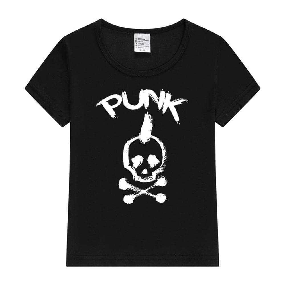 Summer Punk Baby T-Shirt Cartoon Kids T-Shirts Print Pattern Children's Clothing Short Sleeved T-shirt for Boys Girls Tees 6T(130cm)