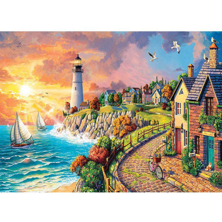 DIY Full Round Drill Diamond Painting Seaside Town Mosaic Embroidery Cross Stitch 20X30CM