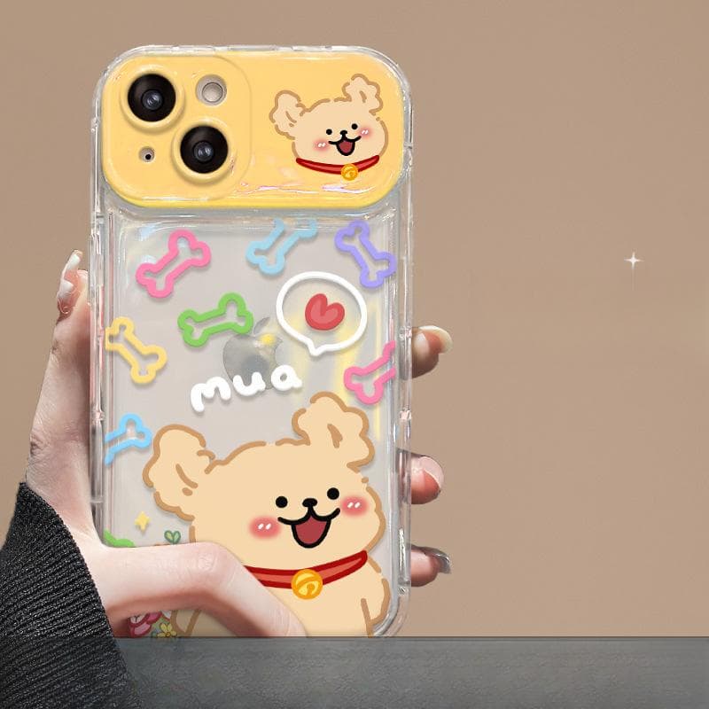 Lucky Puppy Bouquet Suitable for Apple 15 Mobile Phone Case Iphone13pro Transparent 12/11 Flip Mirror Couple iPhone 6s Plus