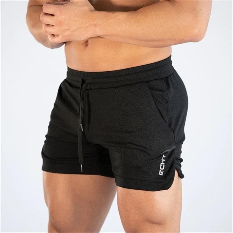 Fitness sports Shorts Man Summer Gyms Workout Male Breathable Mesh shorts Quick Dry Beach Short Pants men Sportswear M black