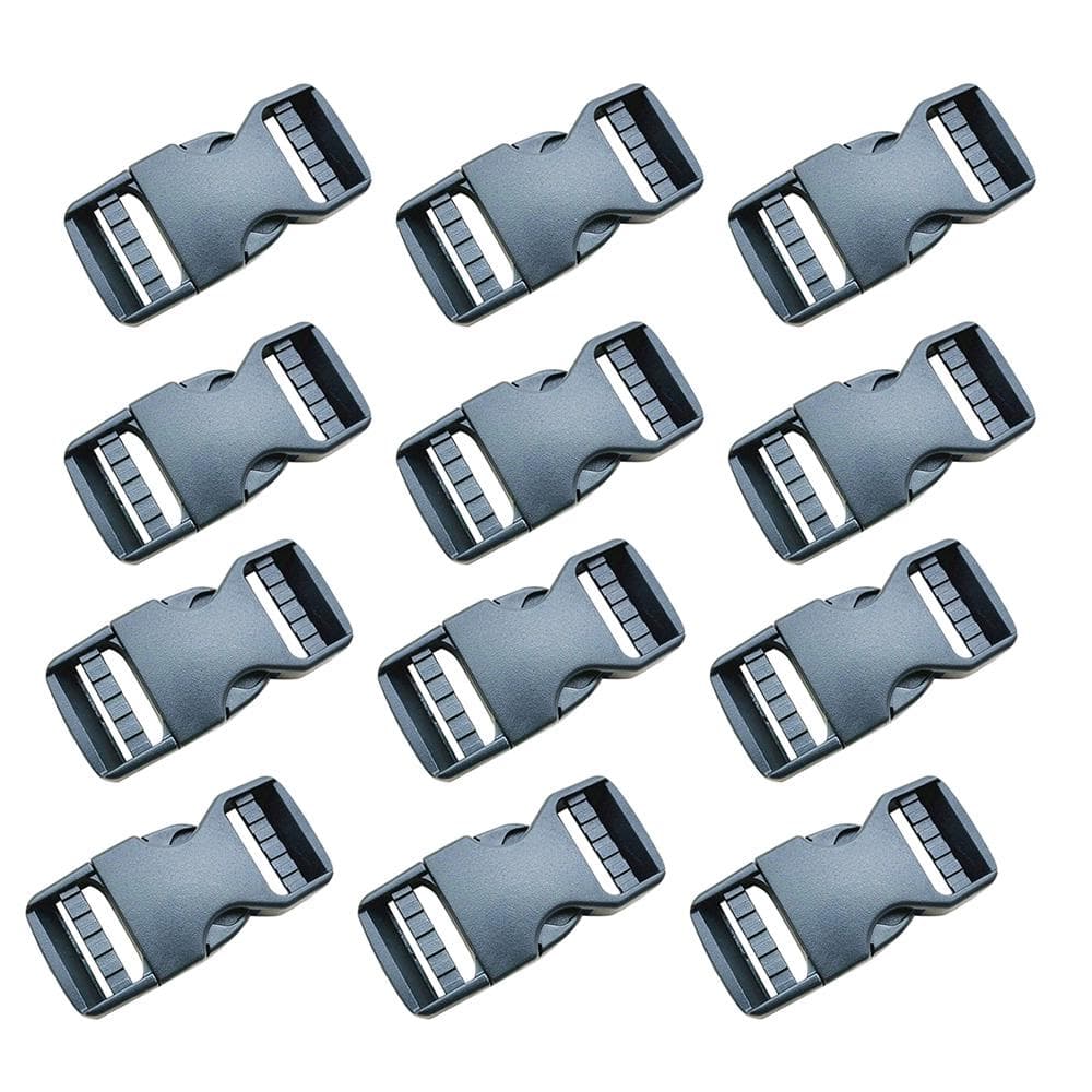12pcs Double Release Plastic Buckles Straps Buckle Clips for Backpack Suitcase Outdoor black