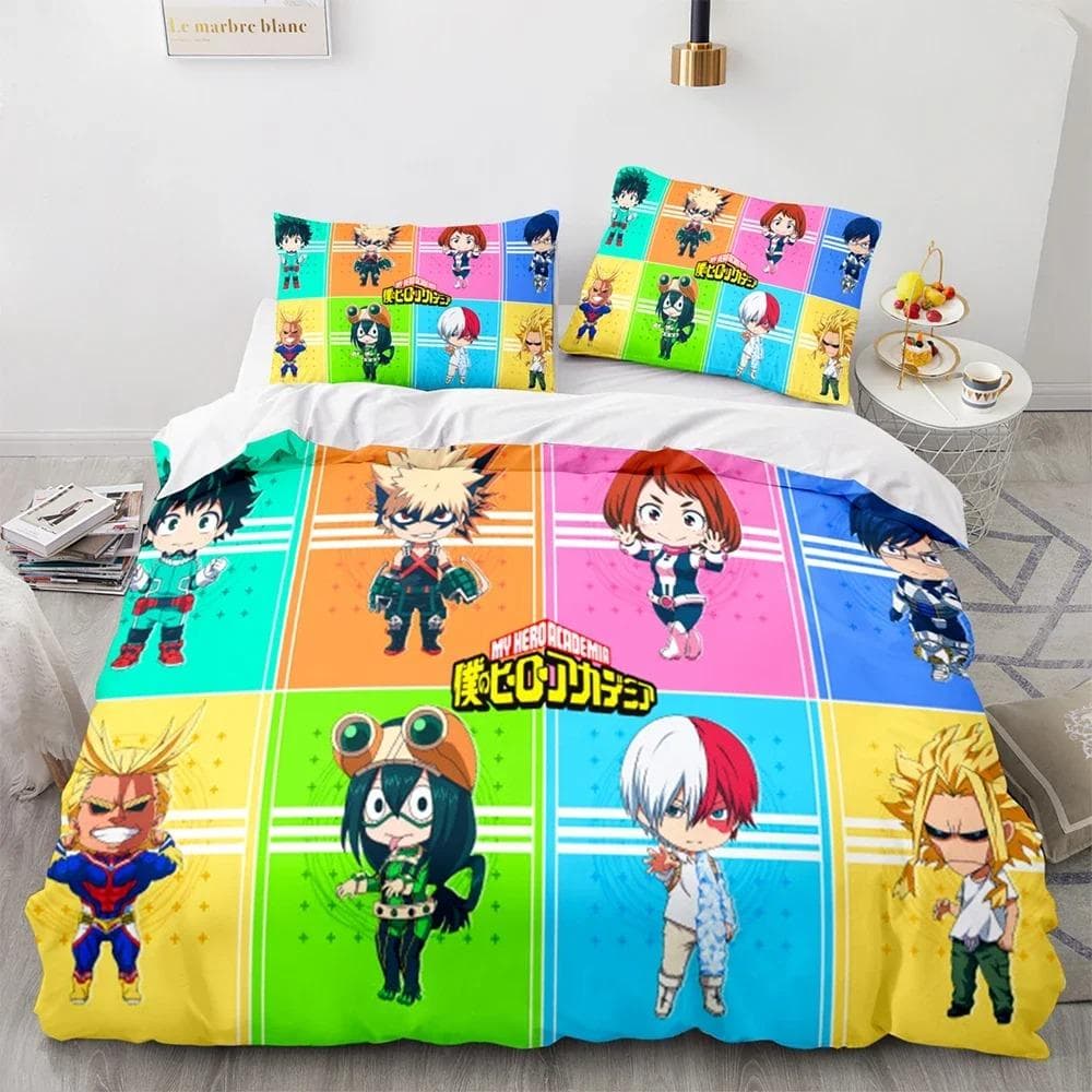 3D Printed My Hero Bedding Set With Pillowcase Anime Quilt Cover Set Single Queen King Size Kids Adult Boys Bedclothes 70x133cm 2pcs