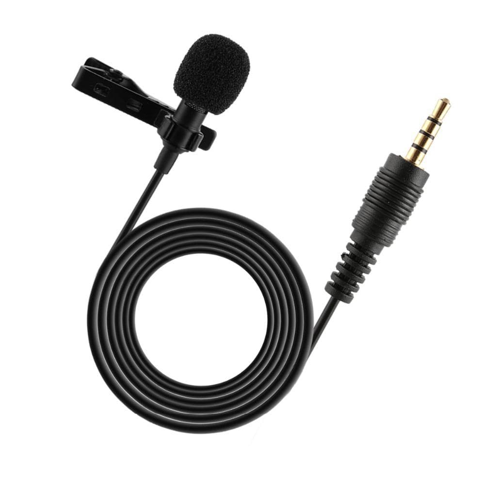 Portable Professional Grade Lavalier Microphone 3.5mm Jack Hands-free Omnidirectional Mic Easy black