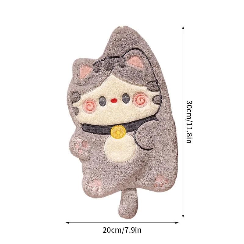 Cartoon cuddle cat can hang hand towel absorbent towel Dishcloth Dishcloth cute small towel strong absorbent cute grey