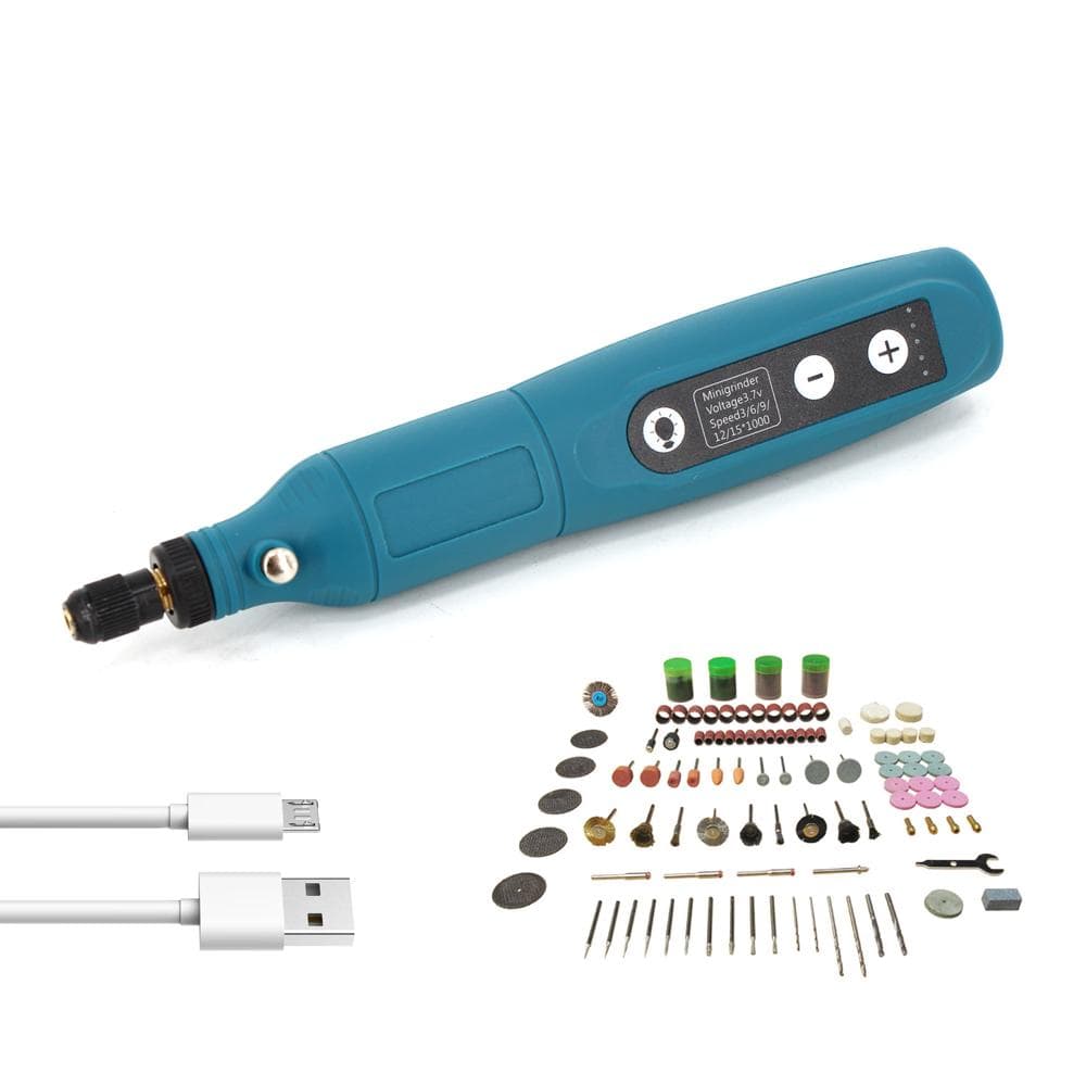 Cordless USB Rechargeable Engraving Pen Compact Electric Drill Pen Portable Carving Pen Adjustable Set B blue
