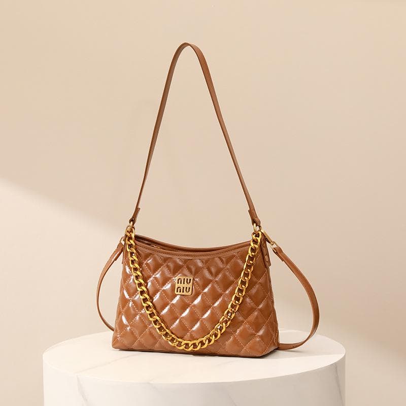 Europe and The United States Autumn and Winter Diamond Check Chain Underarm Bag Women's Color System All-match Daily Commuter Shoulder Bag