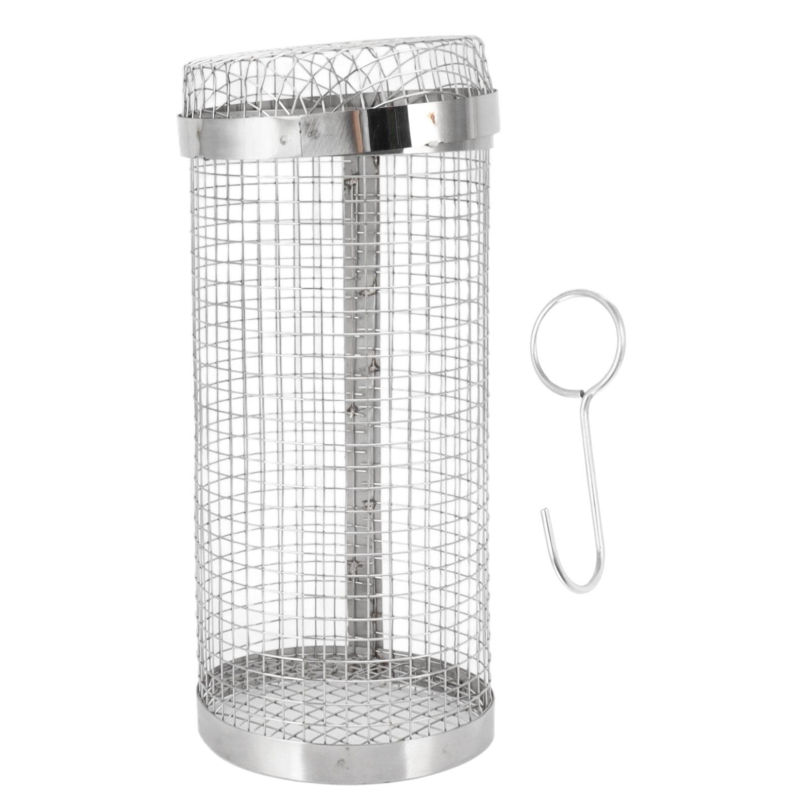 Barbecue Grilling Basket Stainless Steel Heat Resistant Rust Prevention BBQ Grill Cage with Hook 30cm/11.8in