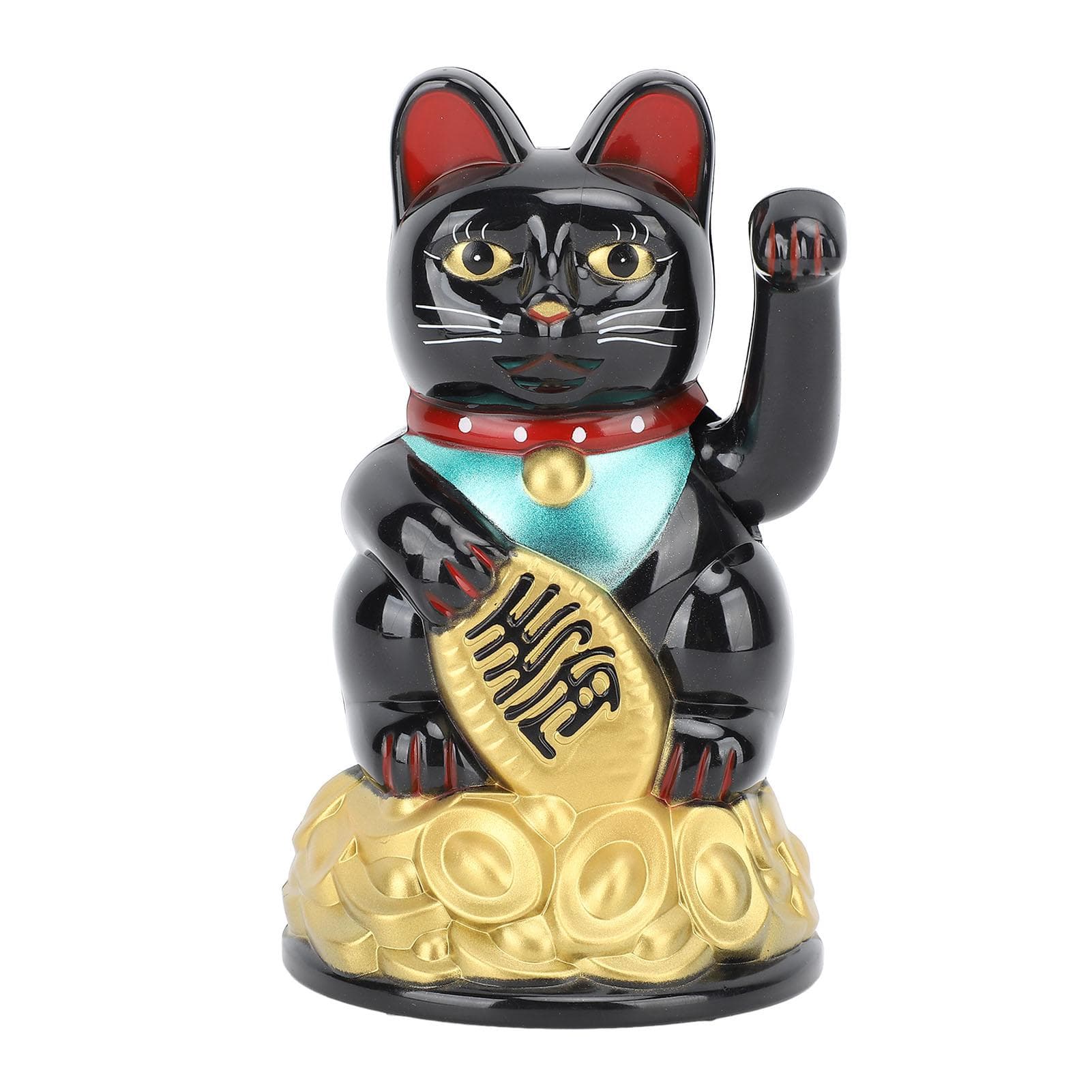 Lucky Cat Ornament 4.5 Inch Plastic Battery Operated Wealth Welcoming Cat Decoration for Home Hotel