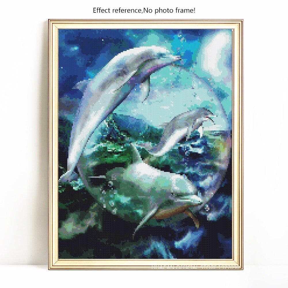 5D Diamond Painting Full Round Animal Fish Diamond Mosaic Rhinestone Picture Embroidery 20X30