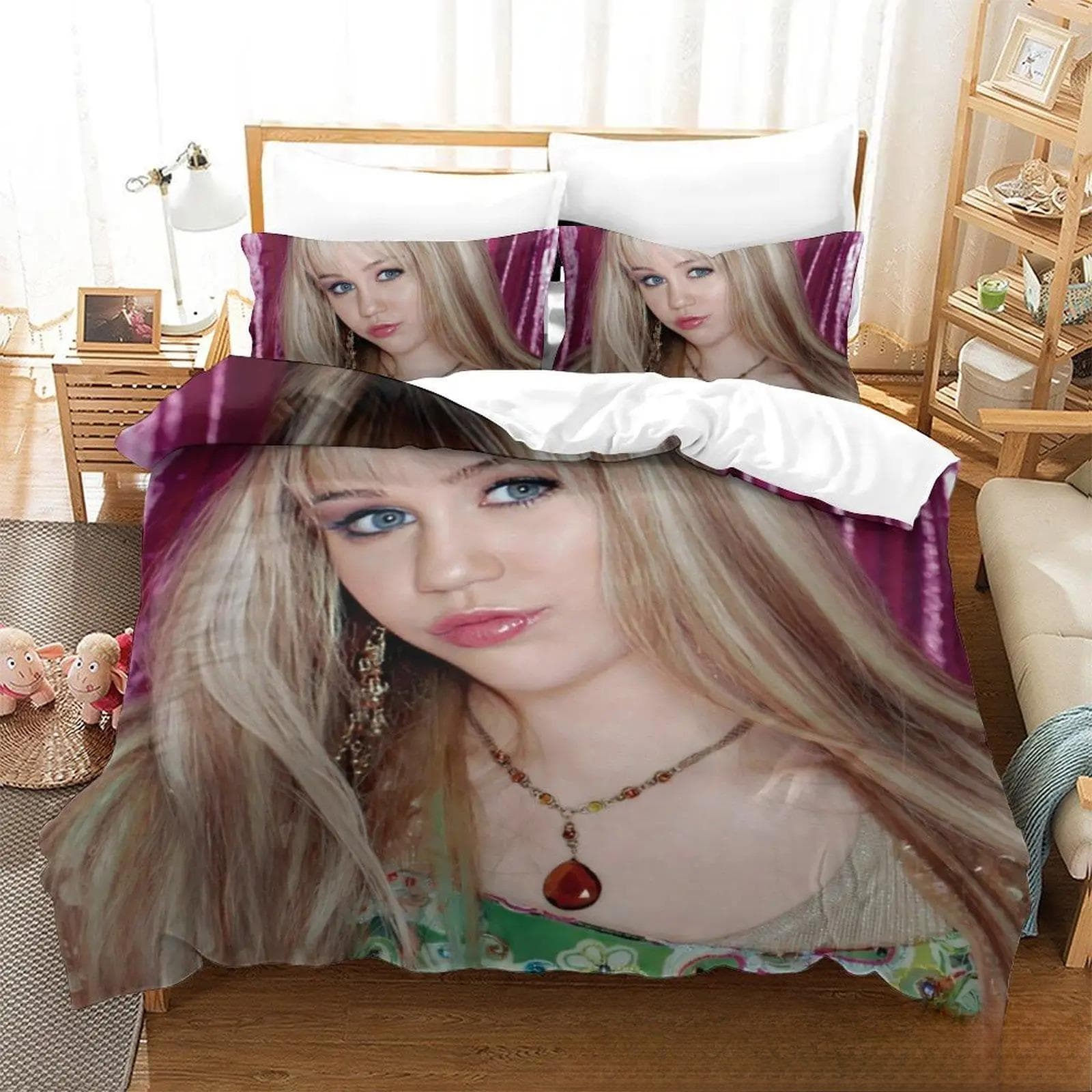 3D Print Hannah Montana All Season Duvet Cover Bedding Comforter sets Soft Quilt Cover and Pillowcases Single/Double/Queen/King 140x200cm 2pcs