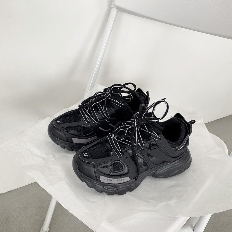 2022 Design Thick-soled Sports Shoes Men's and Women's Shoes Color Shoes Breathable Lightweight Couple Shoes Classic Shoes 39 black