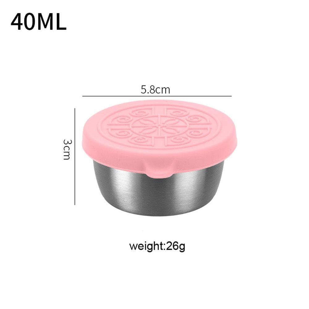 1pc Salad Dressing Container With 1.35oz/40ml Reusable Stainless Steel Cup And Leakproof Silicone Lids For Lunch Box and Picnic pink