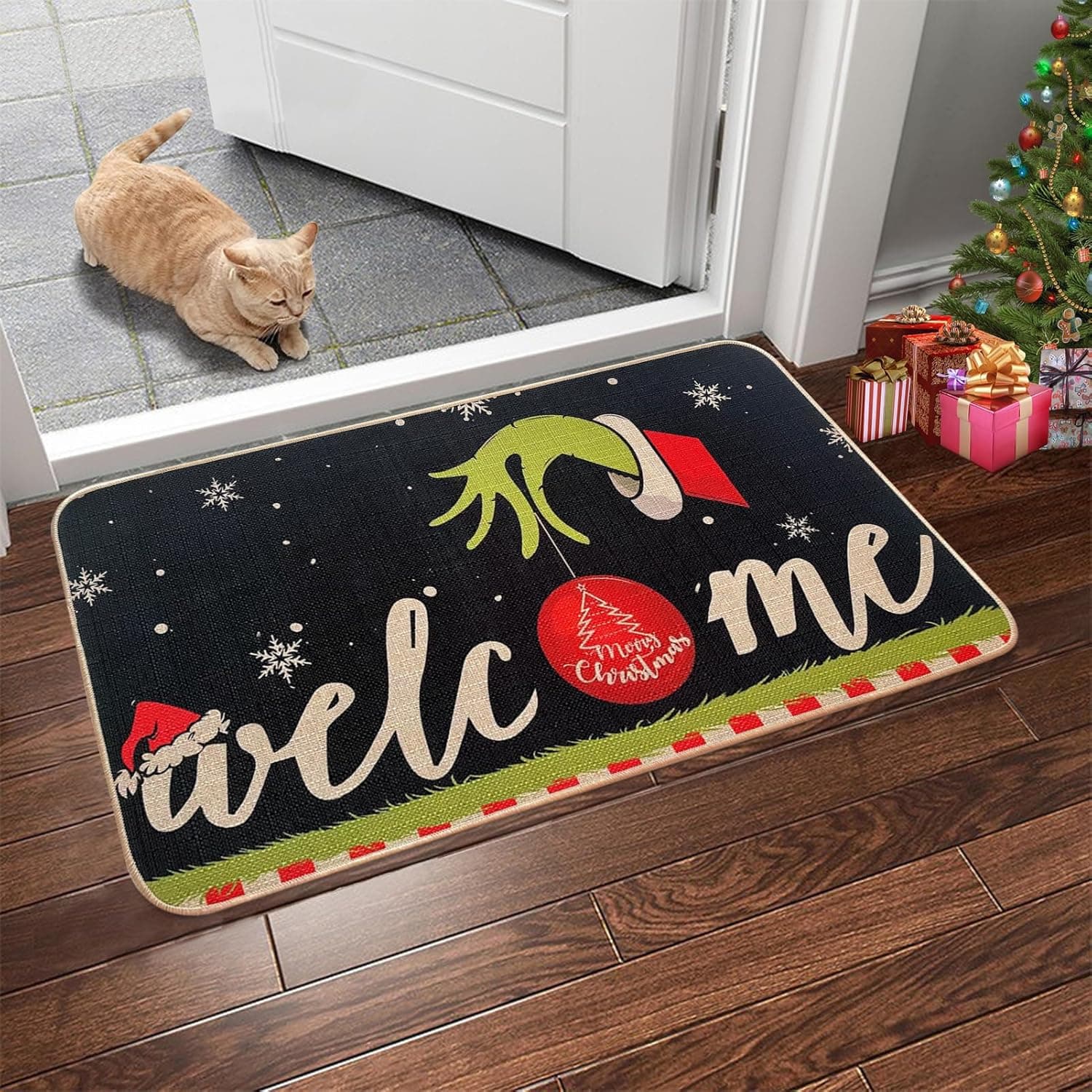 Christmas Crystal Velvet Floor Mat Festive Home Decor Indoor And Outdoor Area Carpet Merry Christmas Welcome Mat 40x60cm 16x24inch