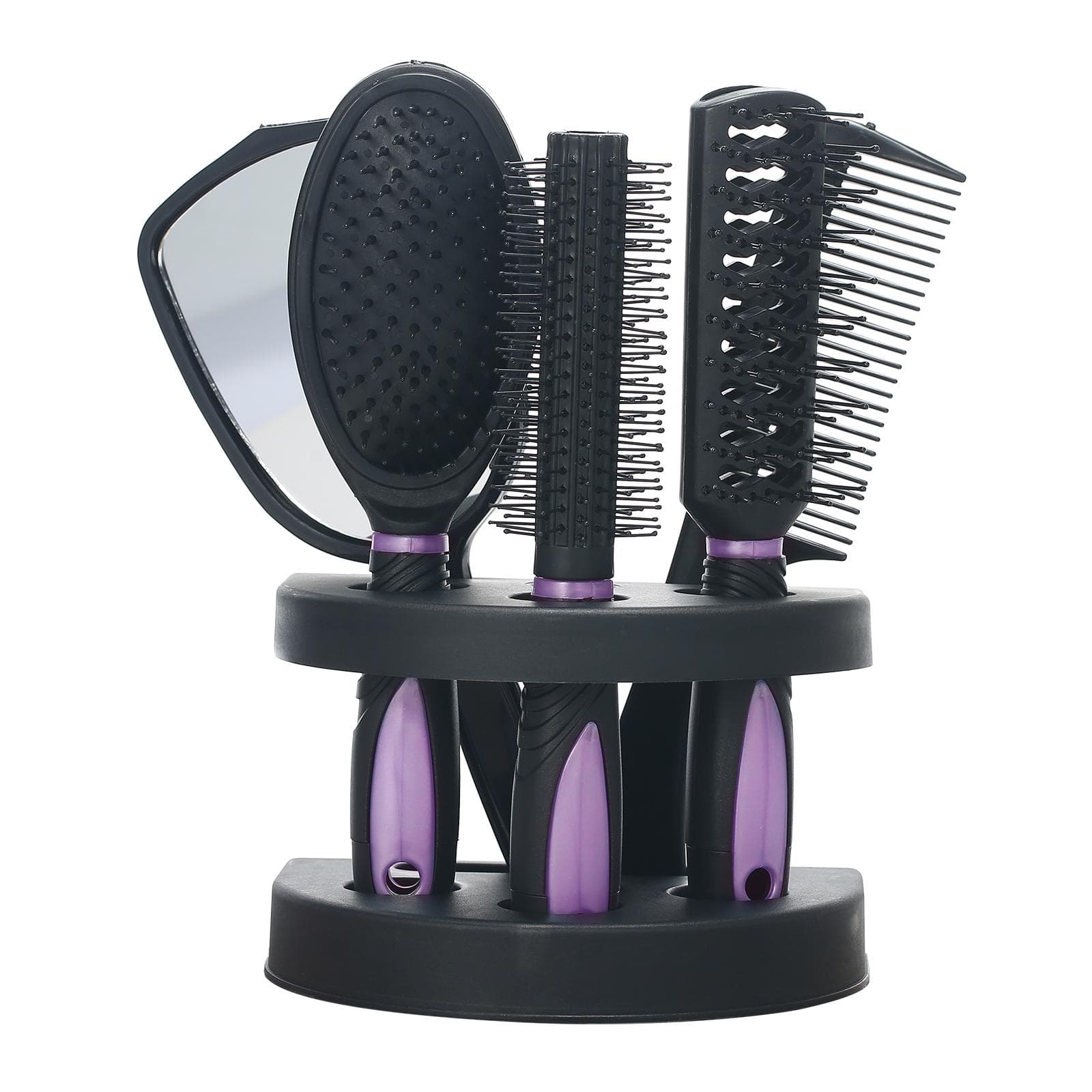 Set of 5 Hair Combs Mirror Set Professional Salon Hair Cutting Brushes Sets Salon Hairdressing purple