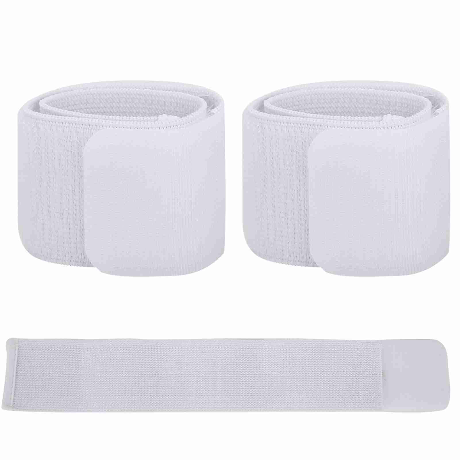 Soccer Shin Guard Fixed Bandage Tape Fastener Shinguard Adjustable Elastic Sports Strap(White) white