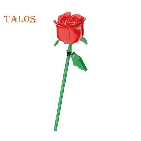 1 Set Building Block Rose Branch DIY Handmade Colorful Flower Block Assembly Toy Plastic Floral Plants Decoration Kids Adults Girls Gift red