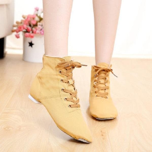 Soft Canvas Women Sports Jazz Dance Shoes Lace Up Dancing Boots Sneakers 43
