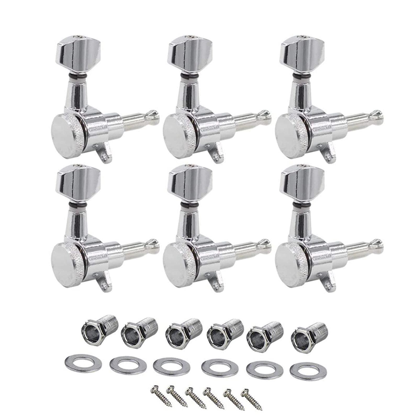 3 Left 3 Right Inline Electric Guitar Tuning Peg Sealed Locking Tuners Chrome Plated Guitar Tuning 6 Right