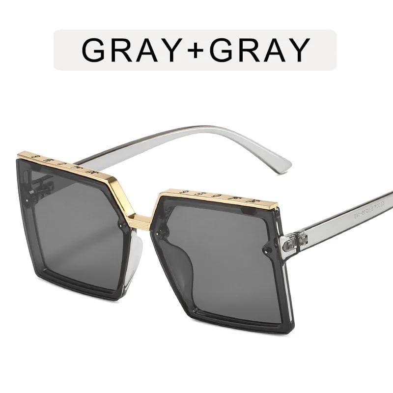 Fashionable Large Frame Square Sunglasses Women UV Protection UV Resistant Frameless Stylish Personalized Shades as picture