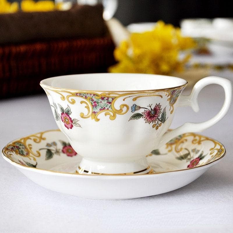4set/lot 200ml European Style Floral Teacup, Bone China Coffee Cup Set, Printed Ceramic Cup and Saucer, Tea Thing Tool B