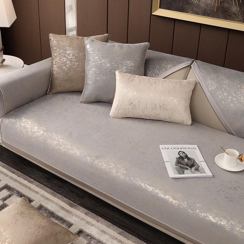 European Light Luxury Sofa Covers Chenille Hot Stamping Style Couch Cushion Four Seasons Universal Anti Slip Sofa Cover Towel 70x70cm 1pcs