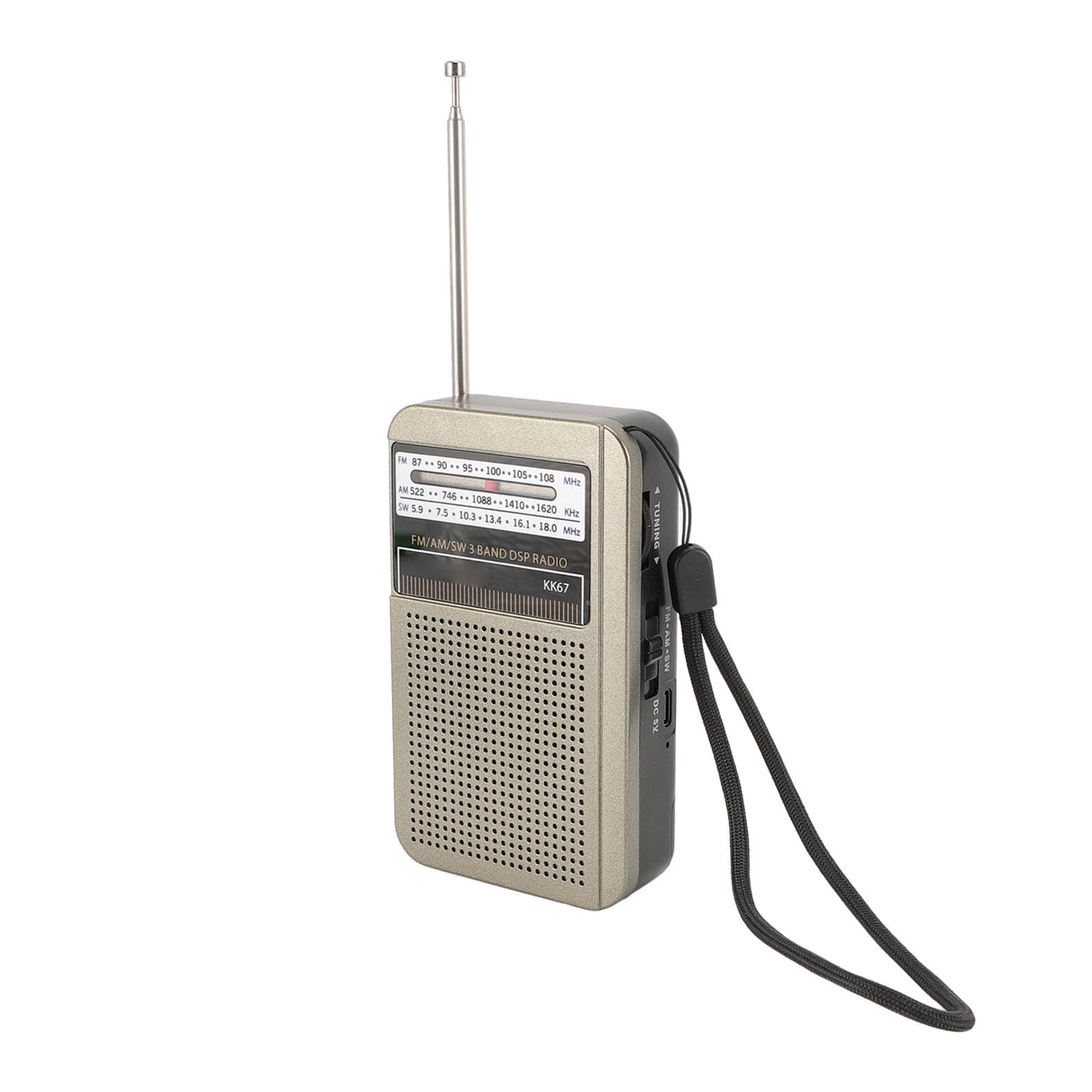 Portable Radio FM AM SW Miniature Radio with 3.5mm Headphone Jack for Indoor Outdoor Emergency Use