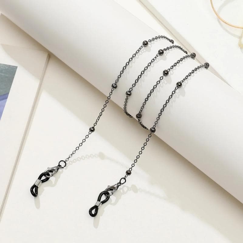 Fashion Glasses Beaded Glasses Chain for Women Summer Beads Hangs Mask Strap Handmade Necklace Sunglasses Lanyard one size black