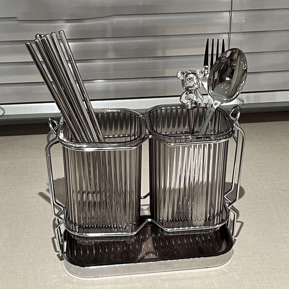 Wall Mounted Kitchen Cutlery Organizer Light Luxury Chopstick Spoon Holder Stainless steel Utensil Drying Rack one size