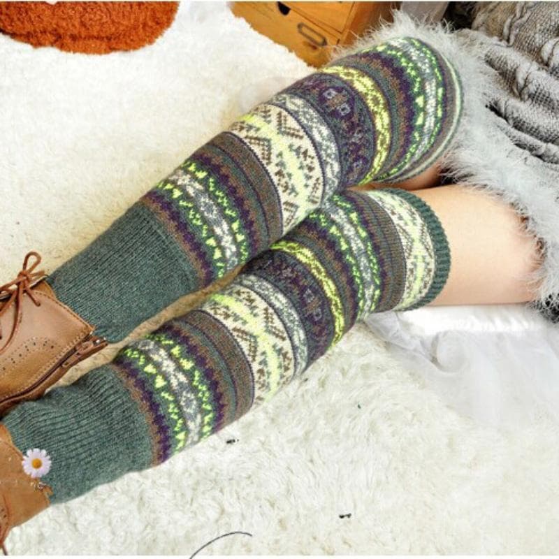 Women's Leg Warmer Winter Long Socks Knit Crochet Legging Stocking