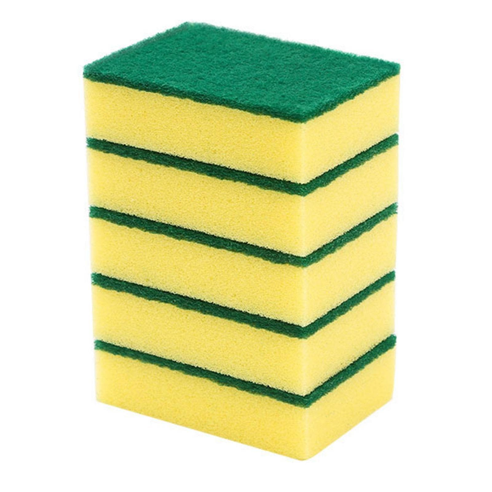 5Pcs Scrub Sponges Dishes Cleaning Scouring Pad High Density Kitchen Dishwashing Tool
