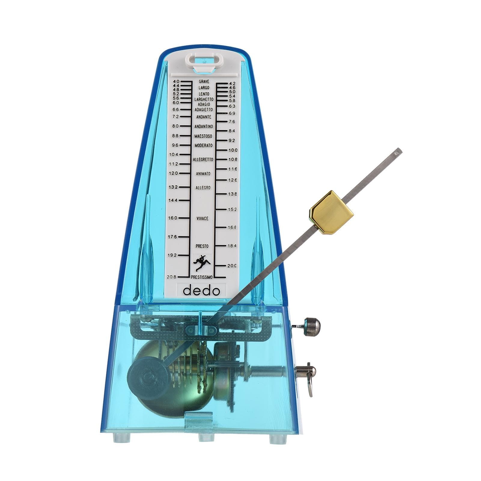 Transparent Mechanical Metronome with Bell Universal Wind up Metronome with Loud Sound Beat blue