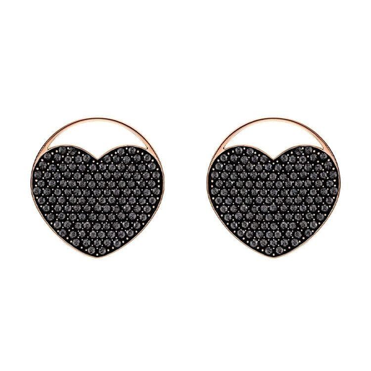 Swarovski Heart Crystal Earrings Women earrings 5472450 Rose Gold/Black,F