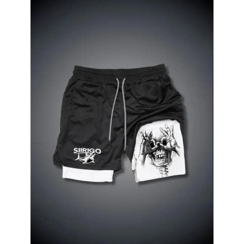 New Summer Men's Shorts Double-layer 2-in-1 Fitness Sports and Casual Mid-pants L