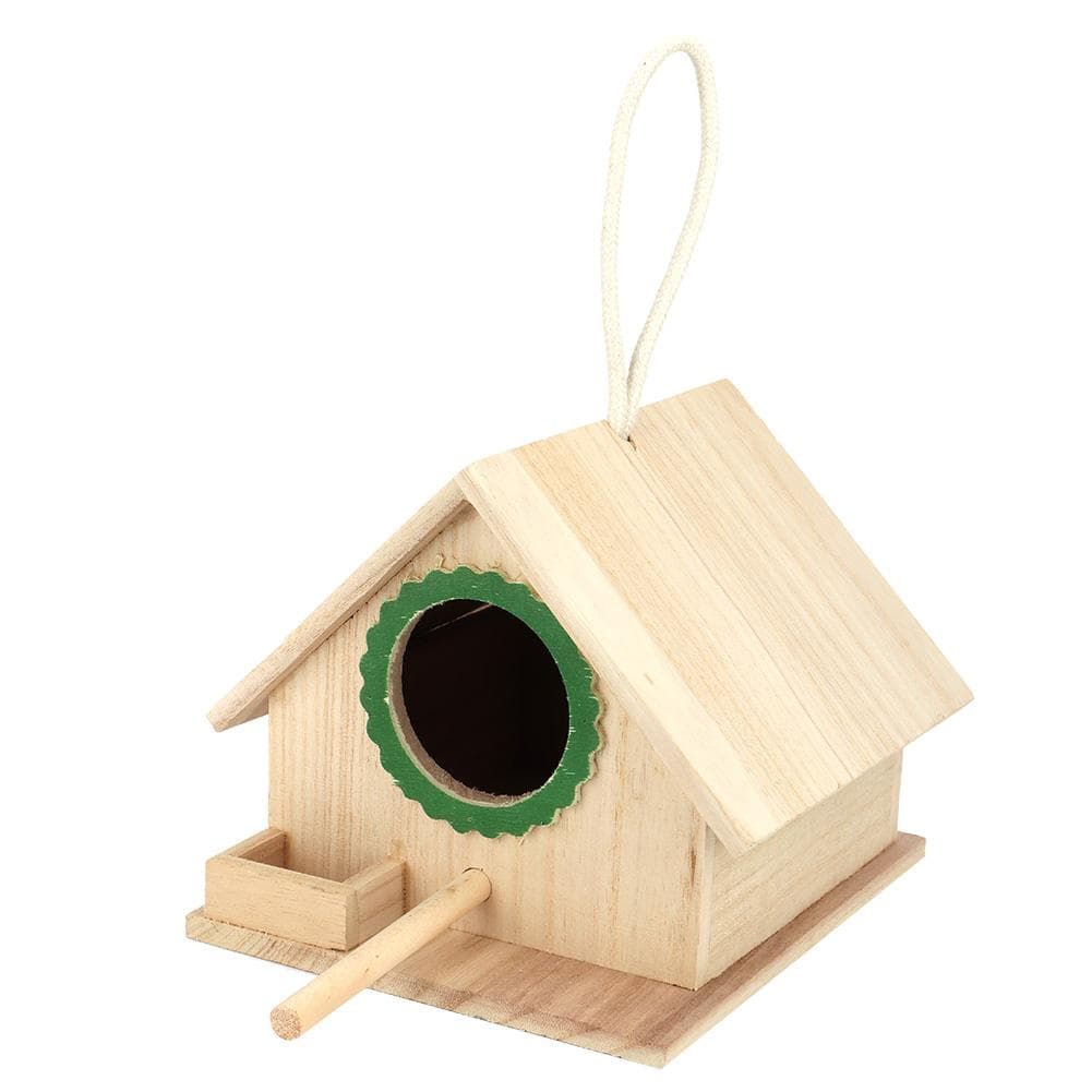 Birds House Durable Hanging Pine Bird Nest for Birds Feeding station resting stop(Green) Green