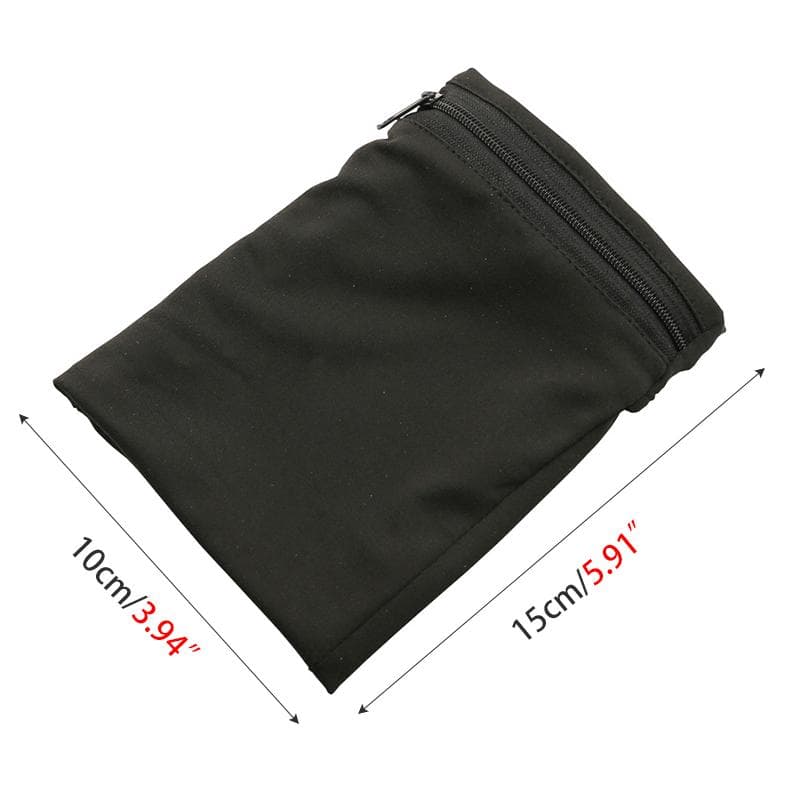 Zipper Running Bags Lightweight Wrist Wallet Pouch for Phone Key Card Sweatband Gym Fitness Sports Cycling Wristband Arm Bag black