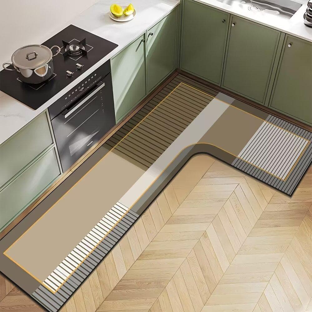 Nordic Light Luxury Diatom Mud Household L-shaped Kitchen Floor Mat Water Absorption Anti-slip Quick-drying and Easy-to-maintenance Floor Mat 80*150*45cm