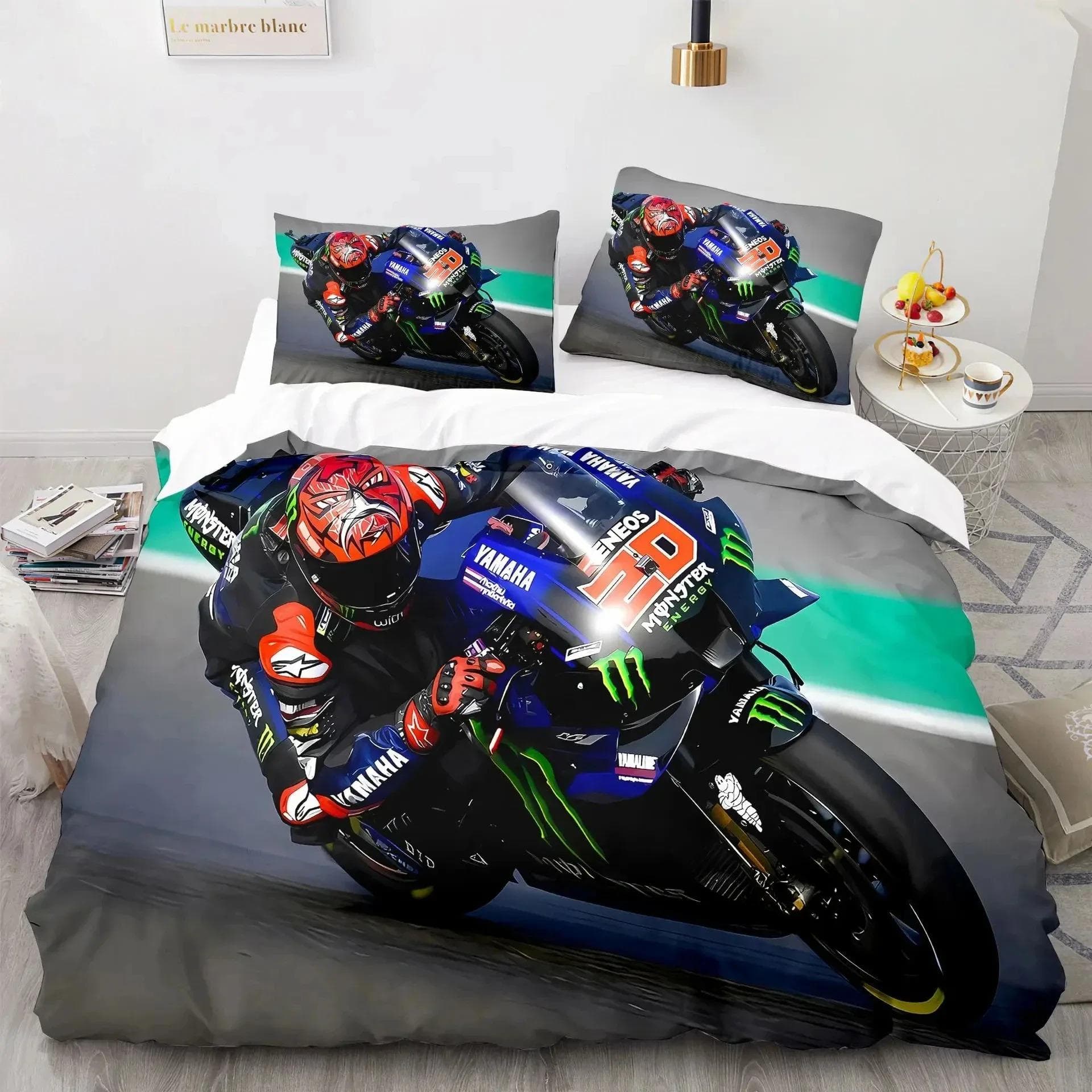 3D Print Marc Marquez 93 Bedding Set Duvet Cover Bed Set Quilt Cover Pillowcase Comforter king Queen Size Boys Adult Bedding AU Queen 210x210cm
