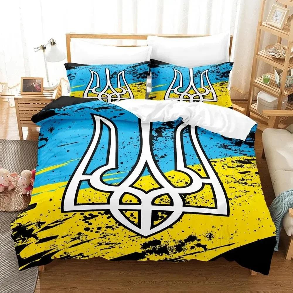 3D Print Ukrainian Flag UKRAINE Bedding Set Duvet Cover Bed Set Quilt Cover Pillowcase Comforter king Queen Size Boys Adult AU King 240x210cm