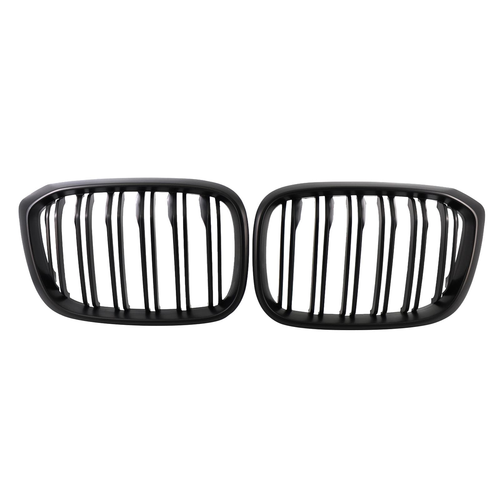 Double Slat Front Kidney Grille Grill Black Replacement for BMW G01 X3 G02 X4 2018-2020 black
