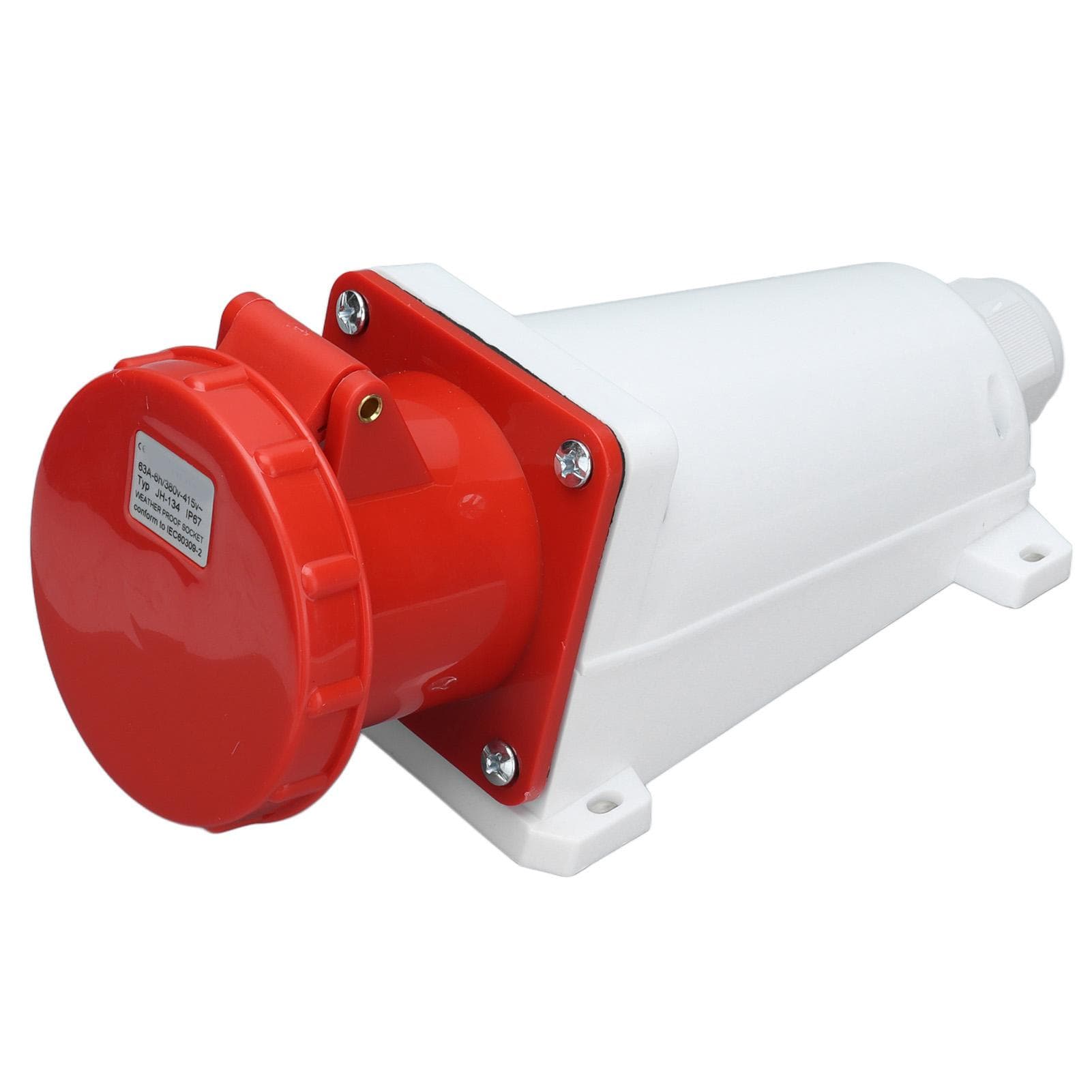 Industrial Plug Socket 3 Phase 4 Pin Surface Mount IP67 Waterproof Connector 380V415V 63A 3P+E