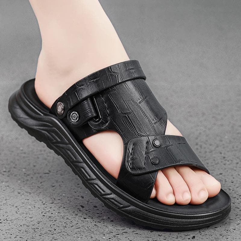 Men Sandals Classic Fashion Beach Shoes Summer Travel Roman Shoes Breathable Soft Sole Men's Flip Flops Slippers For Men Home 44 black