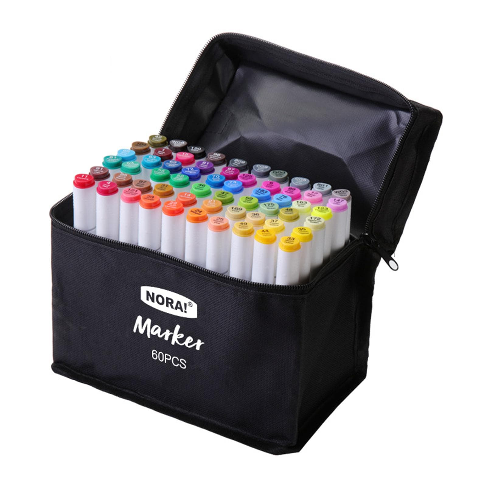 30/40/60/80 Colors Alcohol Markers Set Double Tipped Colored Pens Fine Point Art Markers Packed in Cloth Bag 60 colors