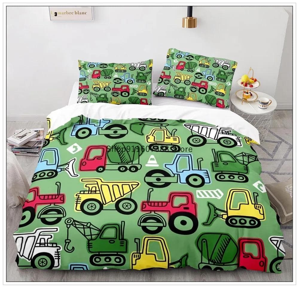 Custom Cars Bedding Set Construction Vehicle Kids Cartoon Toy Car Gift Duvet Cover Set Home Textiles Bed Linen Queen King Size 70x133cm 2pcs
