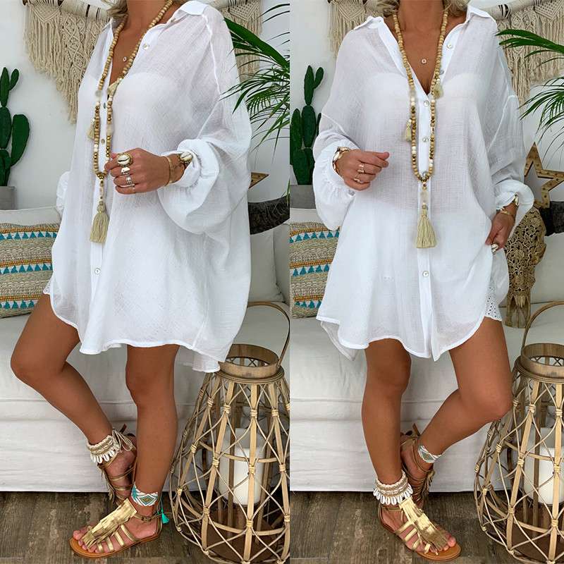 Blouses Shirts Long Sleeve Womens Tops Button Down Loose Casual Cotton Blouse Shirt Blusas Linen Shirt Plus Size Women White M white