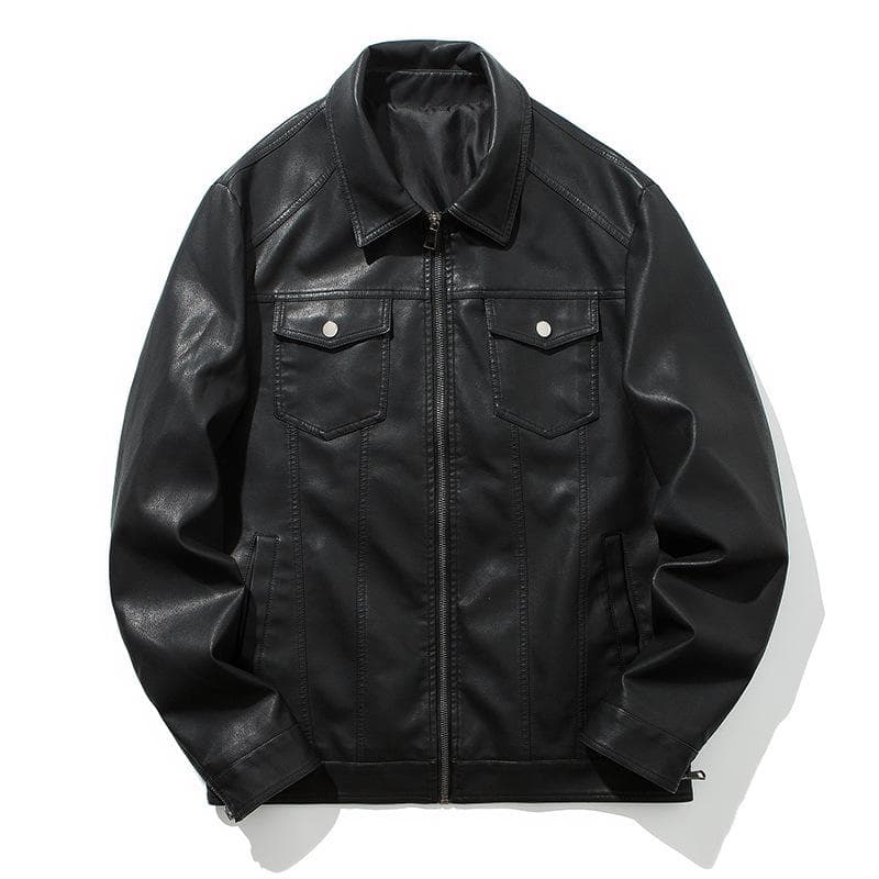 Men's Youth Casual Leather Jacket Men's Motorcycle Jacket Slim Korean Handsome Men's PU Leather Jacket 3XL