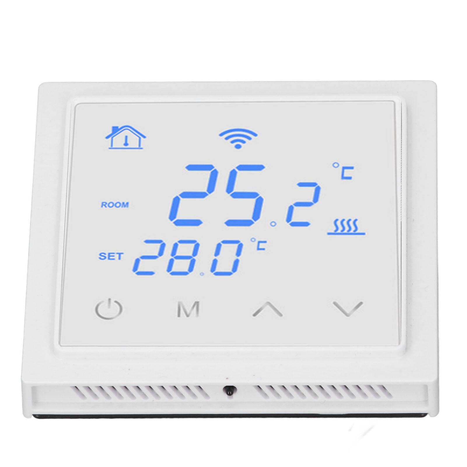 Floor Heating Thermostat 16A WiFi Smart Electric Underfloor Heating Thermostat with Voice Function white