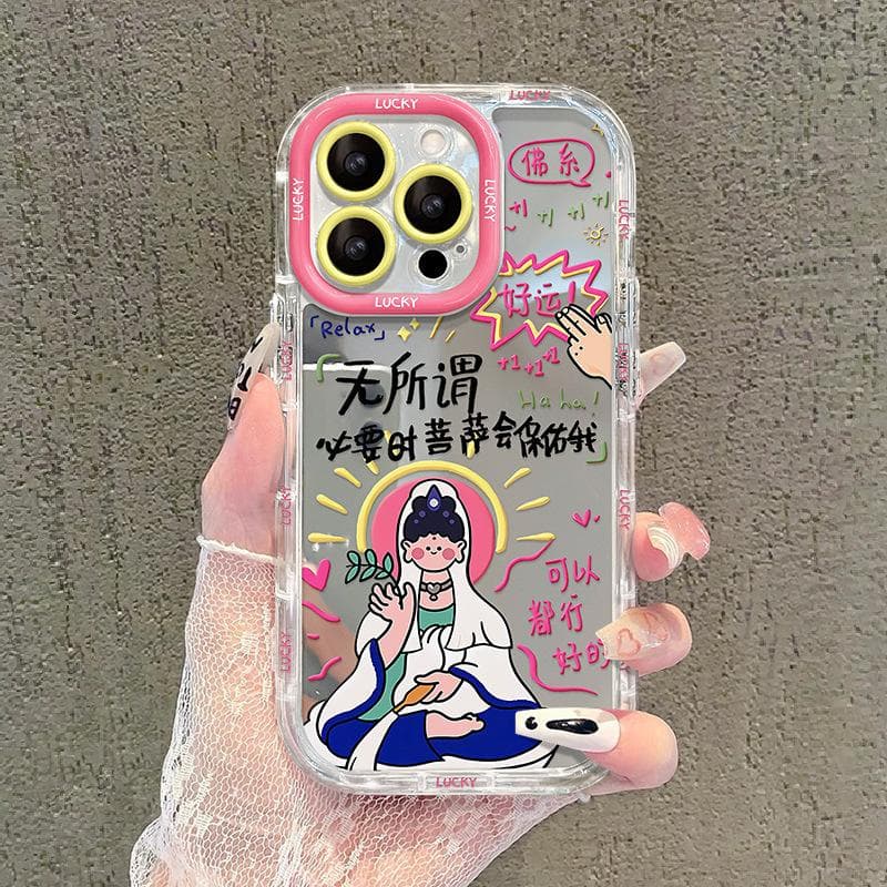 Applicable To Apple 16 Mobile Phone Case Iphone14promax Cartoon Silicone 13 Mirror 12/11 Anti-fall 7/15 Small iPhone 7 Plus