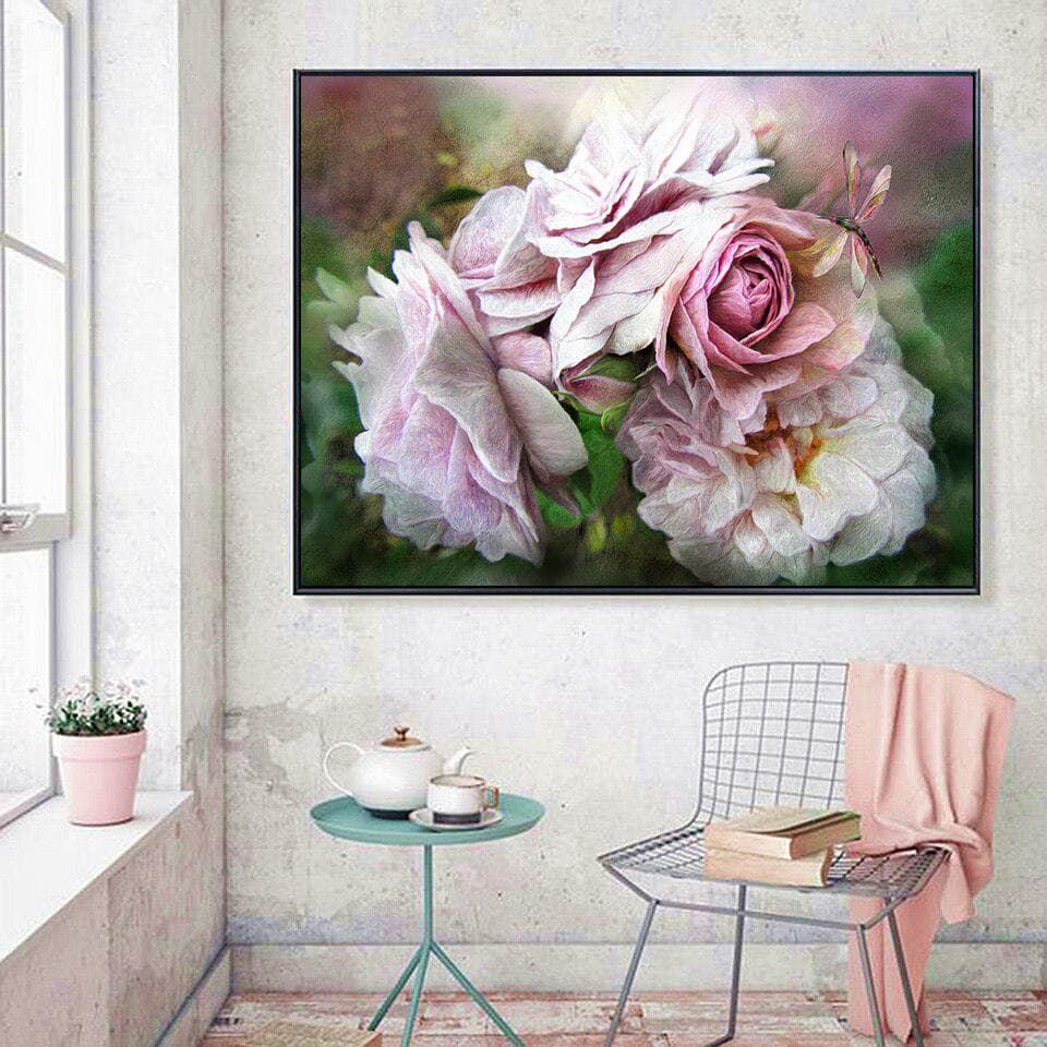 Diamond Painting Embroidery Flowers Picture Rhinestones Full Display Full Round Arrival Diamond 20X30CM