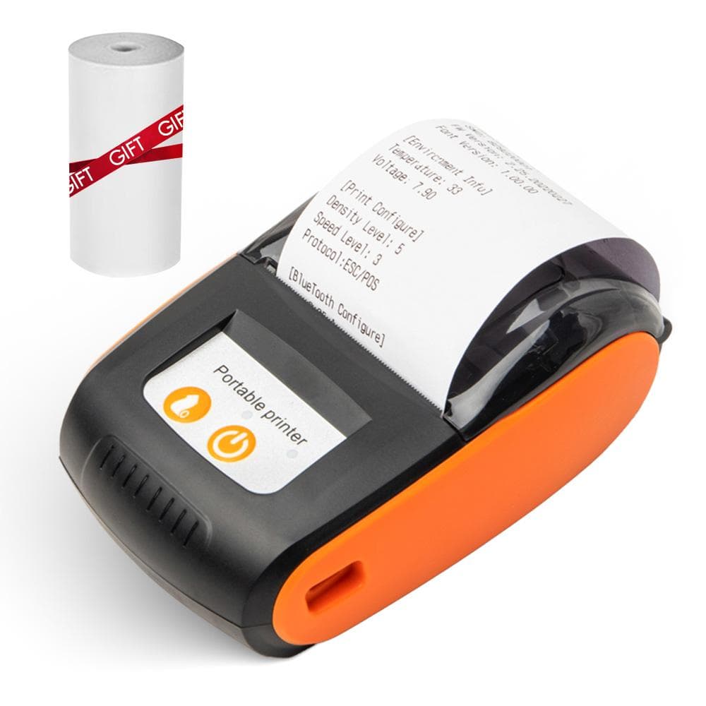 Portable Receipt Printer 58mm Mini Thermal Printing Wireless BT USB Mobile Printer with 2 Inch orange