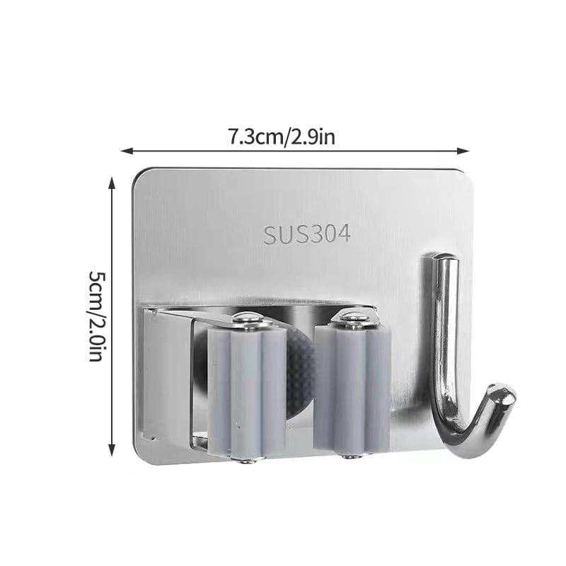 Multi-Purpose Hooks Adhesive Wall Hanging Mop Rack Bathroom Mop Organizer Holder Waterproof Broom Hanger Organizer Accessories
